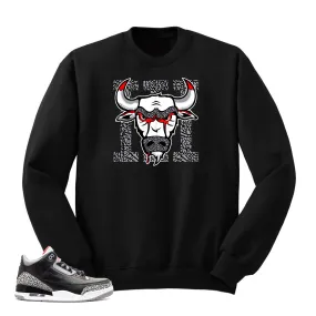 Jordan 3 Black Cement sneakers. Bull 3 Black Long sleeve Tee