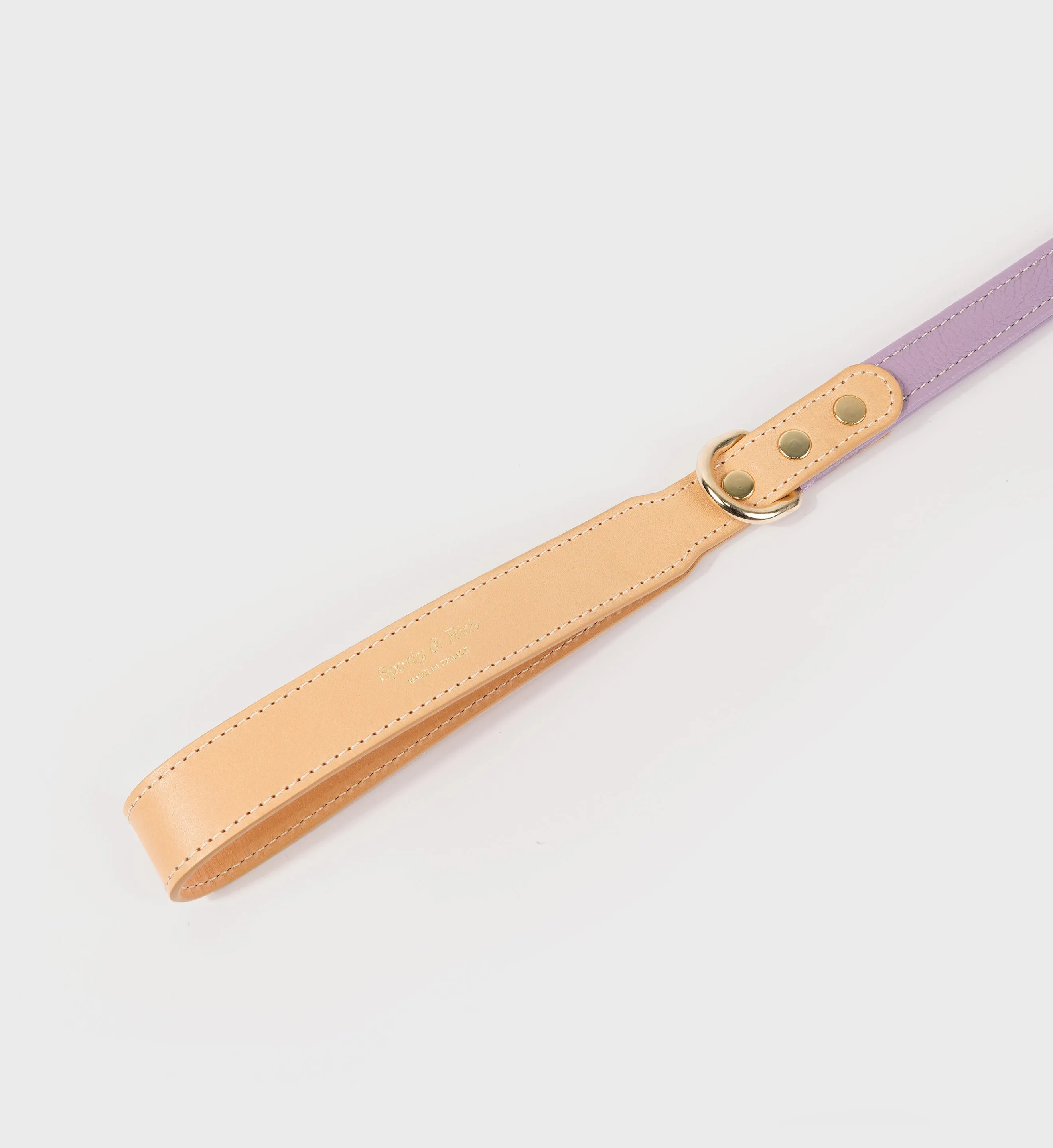 Leather Dog Leash - Soft Lilac/Gold