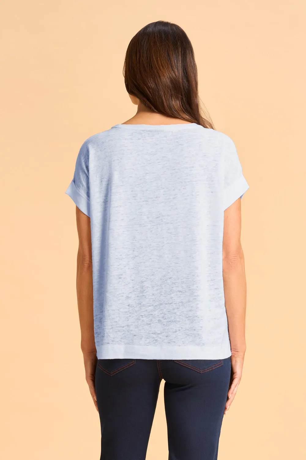 Linen Mix Top - Soft Blue