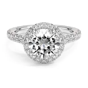 Luxe Double Prong Round Cut Halo Engagement Ring