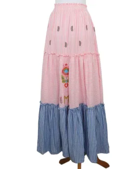 Manoush Pink & Blue Striped Long Skirt sz 4