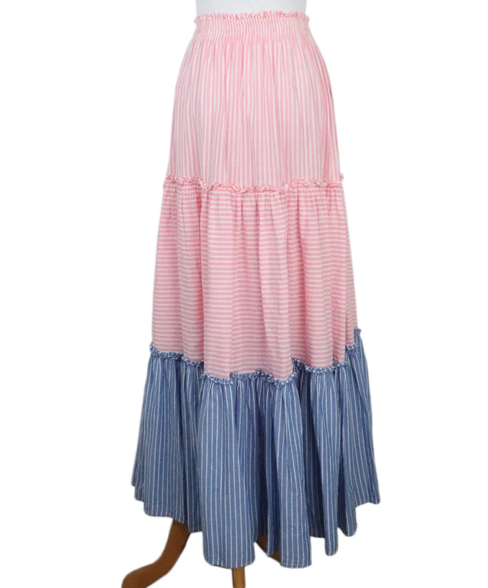 Manoush Pink & Blue Striped Long Skirt sz 4