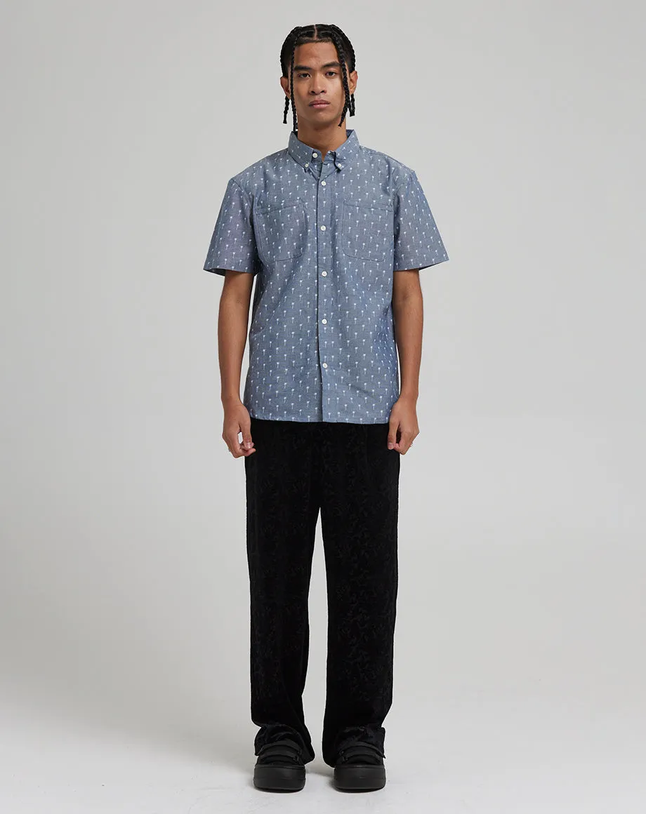 MARINA MEN'S PALM PRINT SHIRT | BLUE