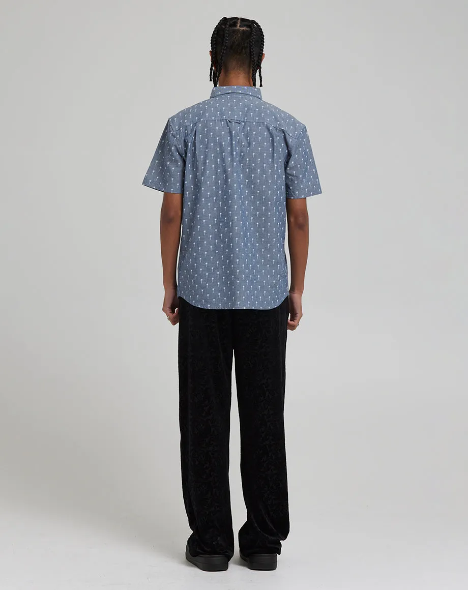 MARINA MEN'S PALM PRINT SHIRT | BLUE