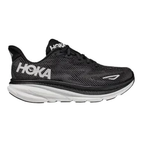 Men's Hoka One One Clifton 9, Black/White, 14 2E Wide