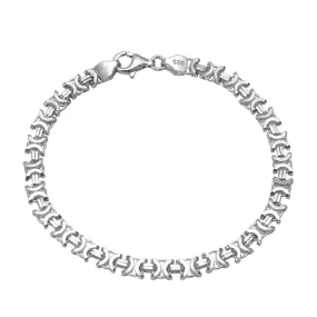 Men's Sterling Silver Chain Bracelet Flat King Link 6mm Wide