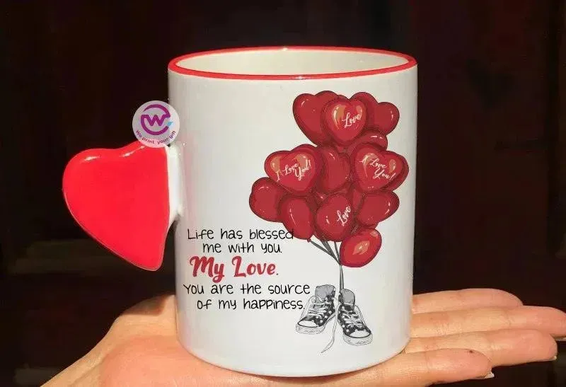 Mug-With Solid Heart Handle -Valentine's Day