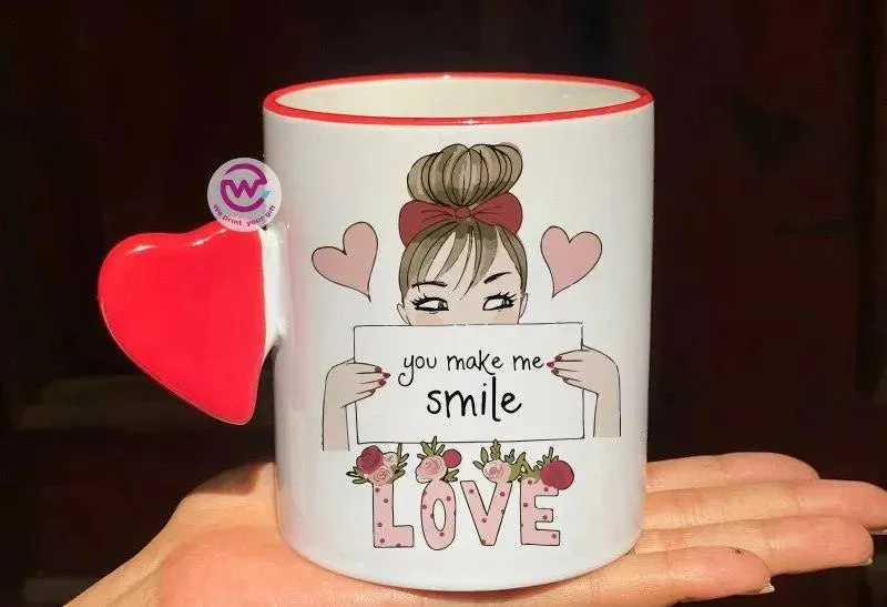 Mug-With Solid Heart Handle -Valentine's Day