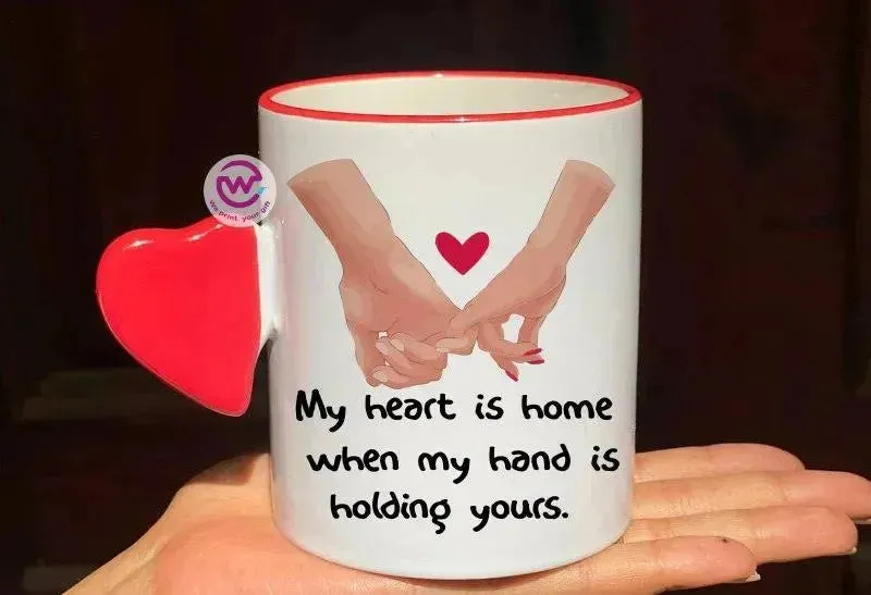 Mug-With Solid Heart Handle -Valentine's Day