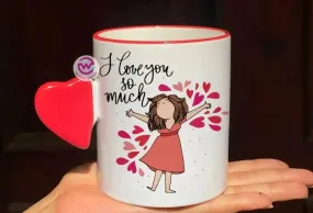 Mug-With Solid Heart Handle -Valentine's Day