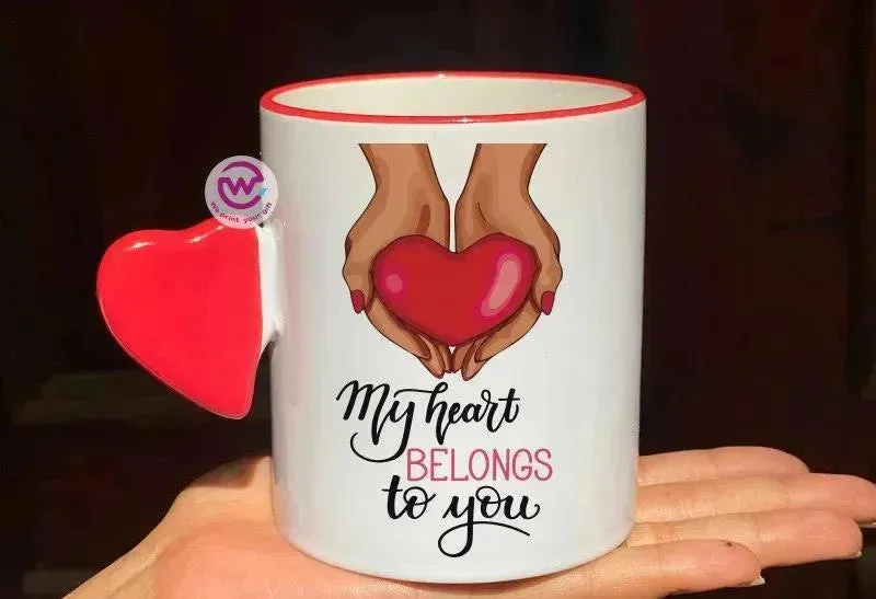 Mug-With Solid Heart Handle -Valentine's Day