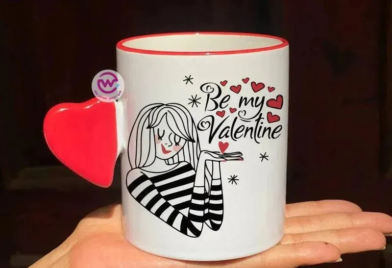 Mug-With Solid Heart Handle -Valentine's Day