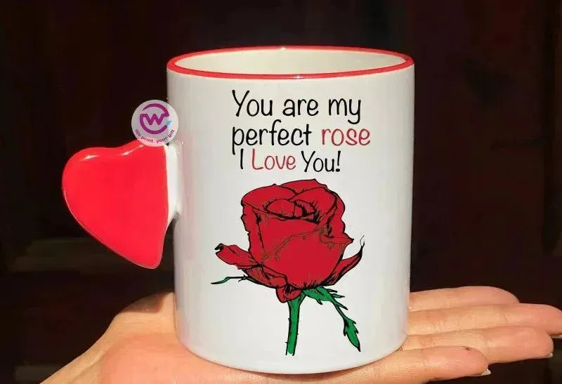 Mug-With Solid Heart Handle -Valentine's Day