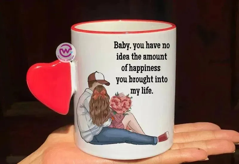 Mug-With Solid Heart Handle -Valentine's Day