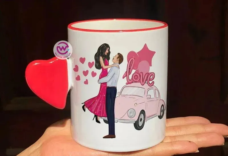 Mug-With Solid Heart Handle -Valentine's Day