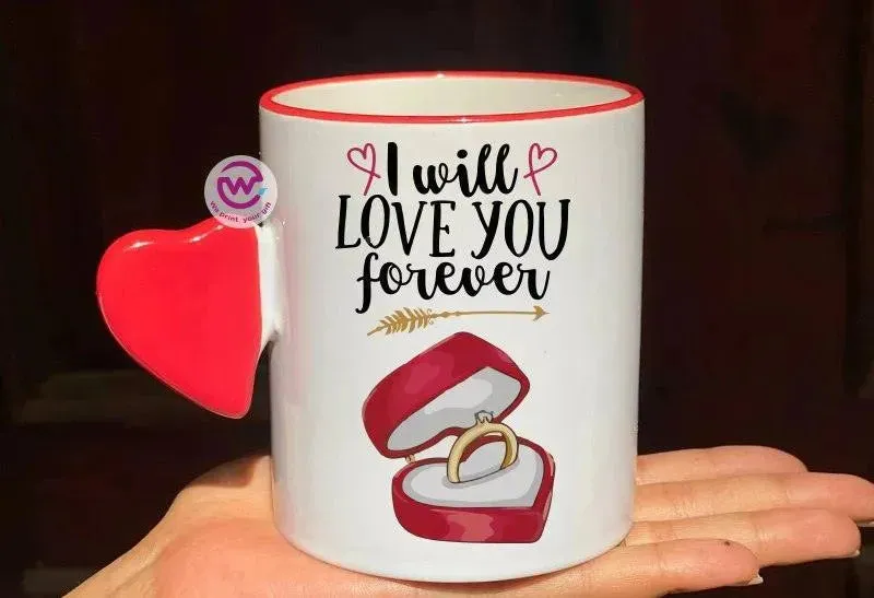 Mug-With Solid Heart Handle -Valentine's Day