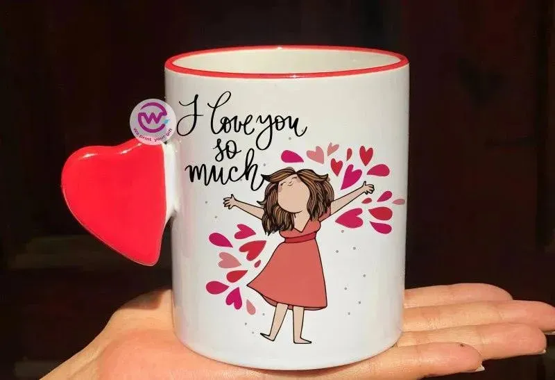 Mug-With Solid Heart Handle -Valentine's Day