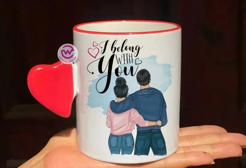 Mug-With Solid Heart Handle -Valentine's Day