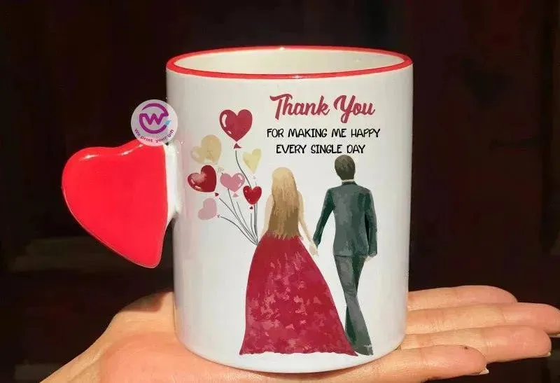 Mug-With Solid Heart Handle -Valentine's Day