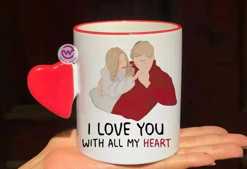 Mug-With Solid Heart Handle -Valentine's Day