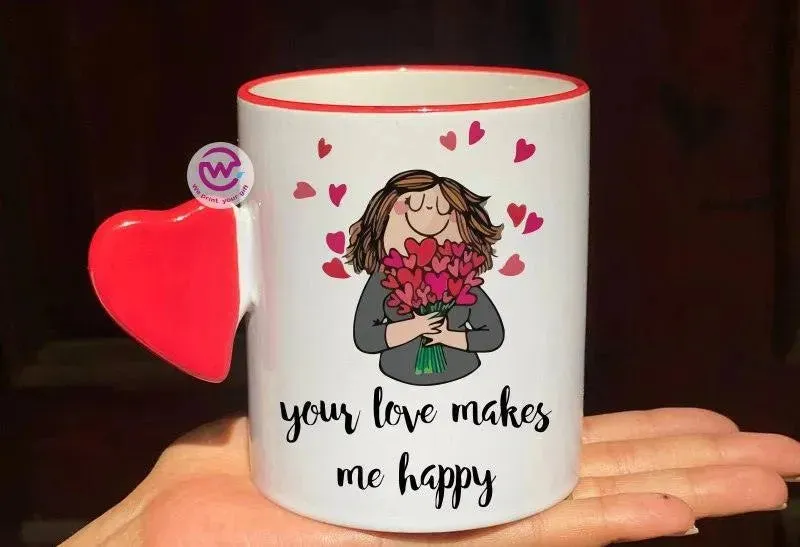 Mug-With Solid Heart Handle -Valentine's Day