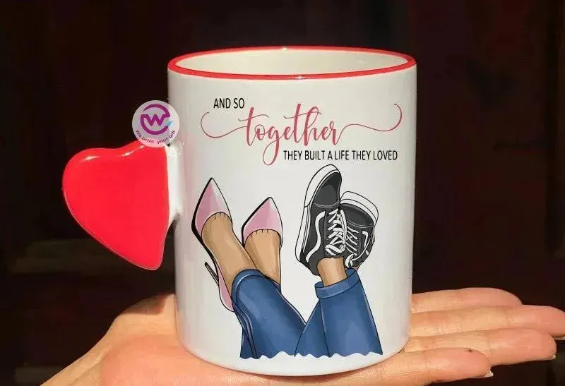 Mug-With Solid Heart Handle -Valentine's Day