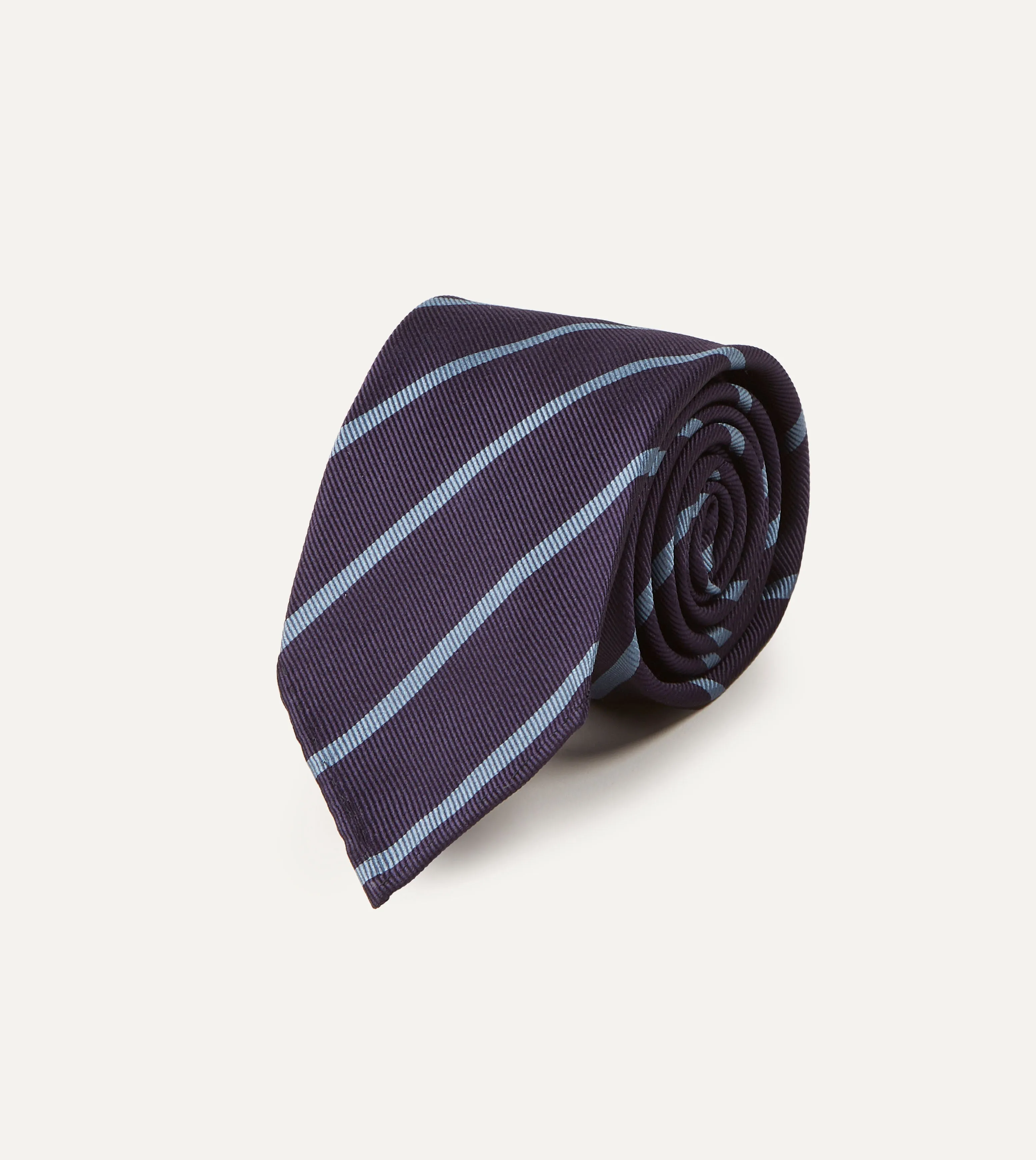 Navy and Blue Stripe Repp Silk Tie