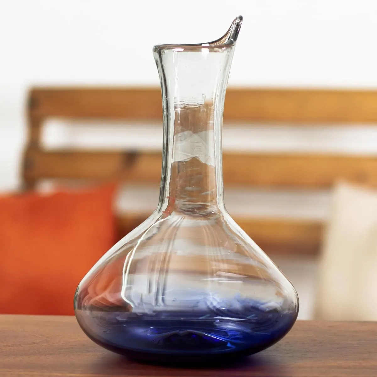 Novica Blue Haze Handblown Glass Decanter