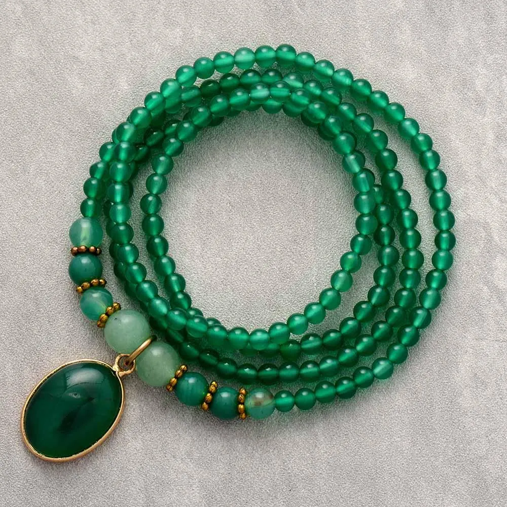 'Nyiwarri' Green Onyx Beads Stretchy Bracelet