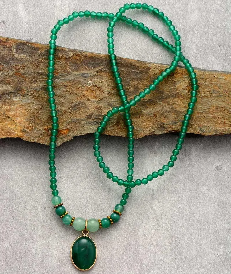 'Nyiwarri' Green Onyx Beads Stretchy Bracelet