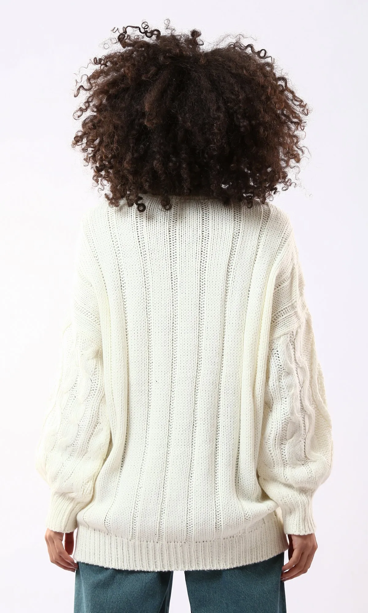 O168918 Off-White Slip On Regular Long Pullover