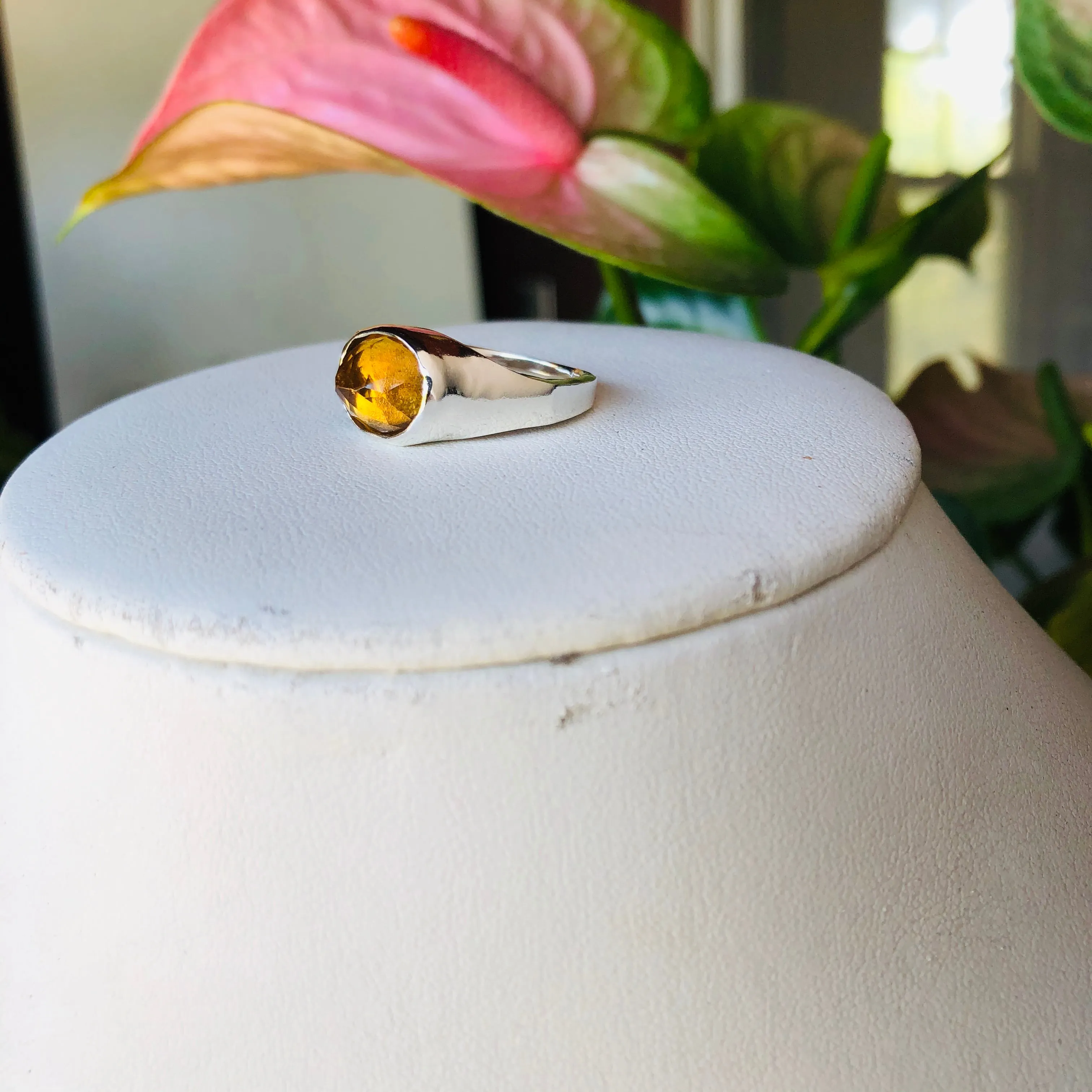 Oval top citrine ring