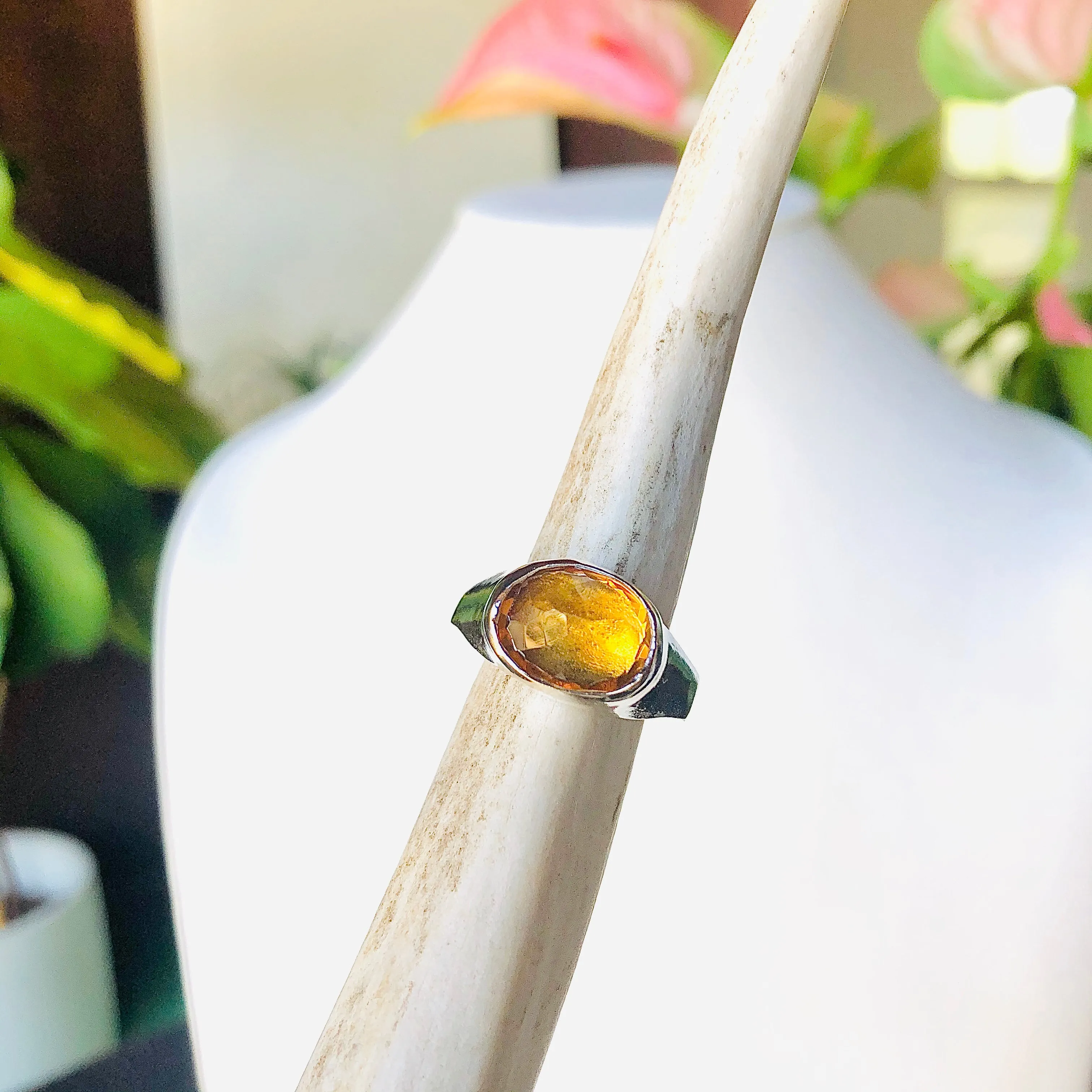 Oval top citrine ring