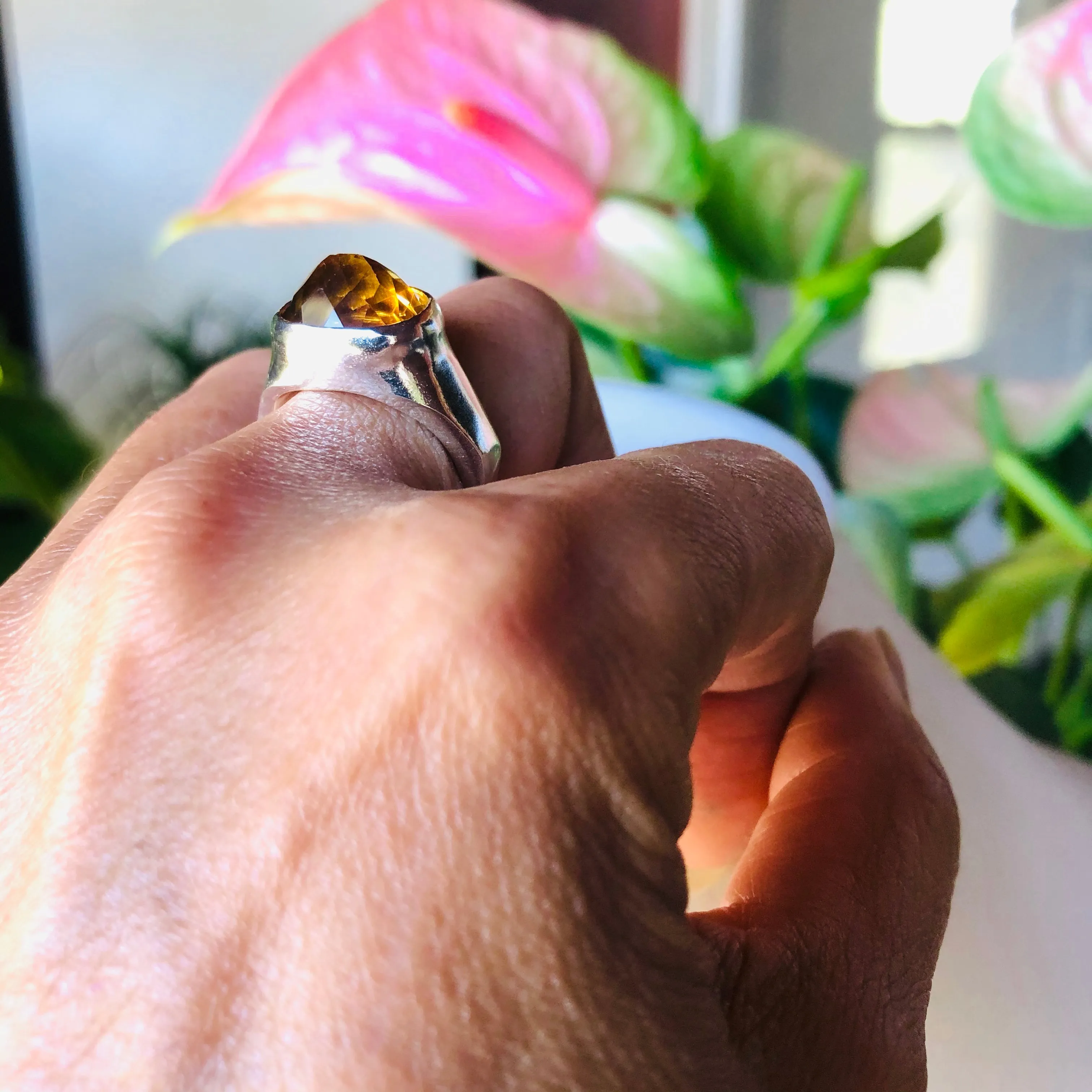 Oval top citrine ring