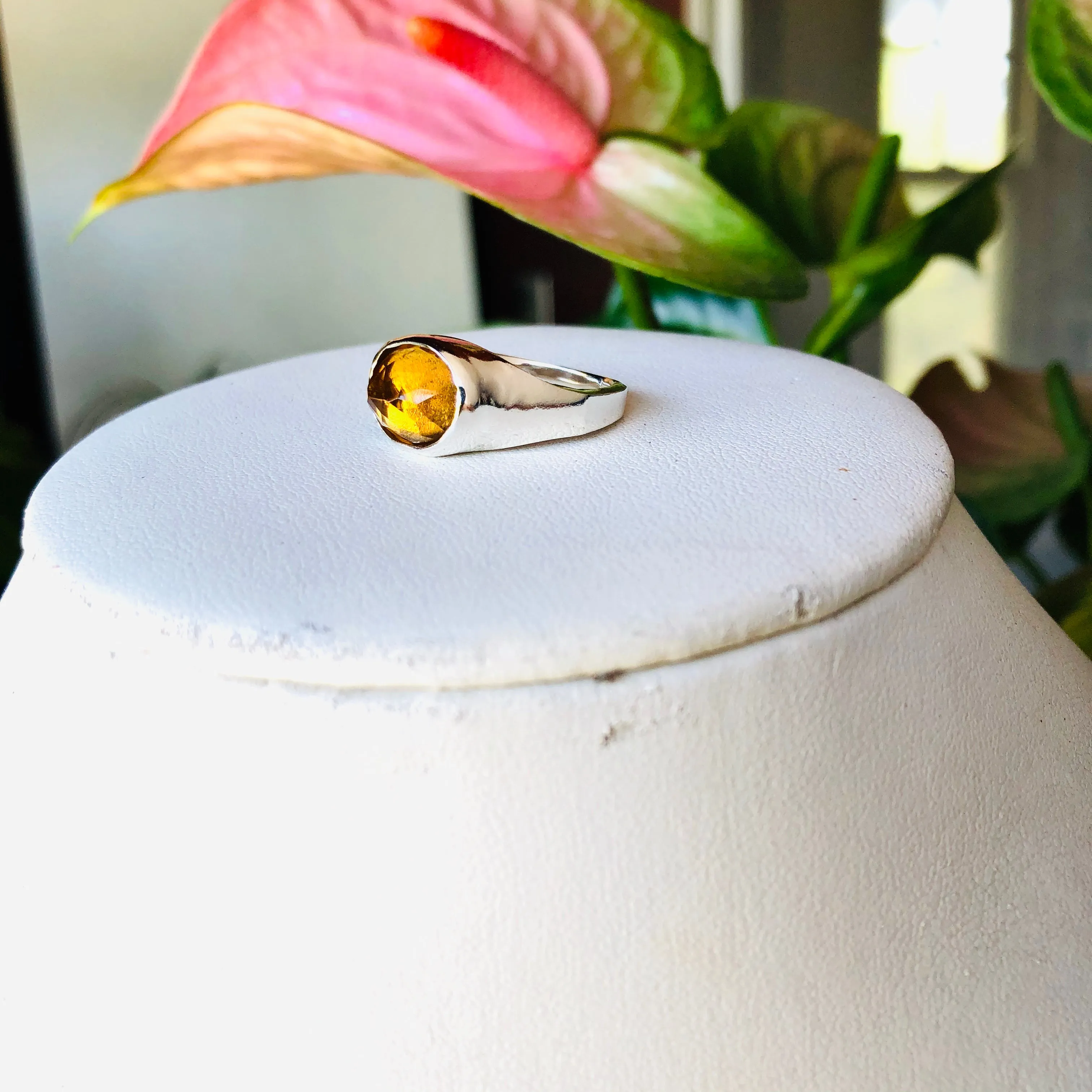 Oval top citrine ring