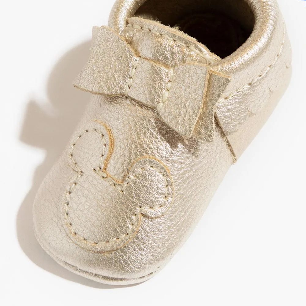 Platinum Mickey Mouse Bow Baby Shoe