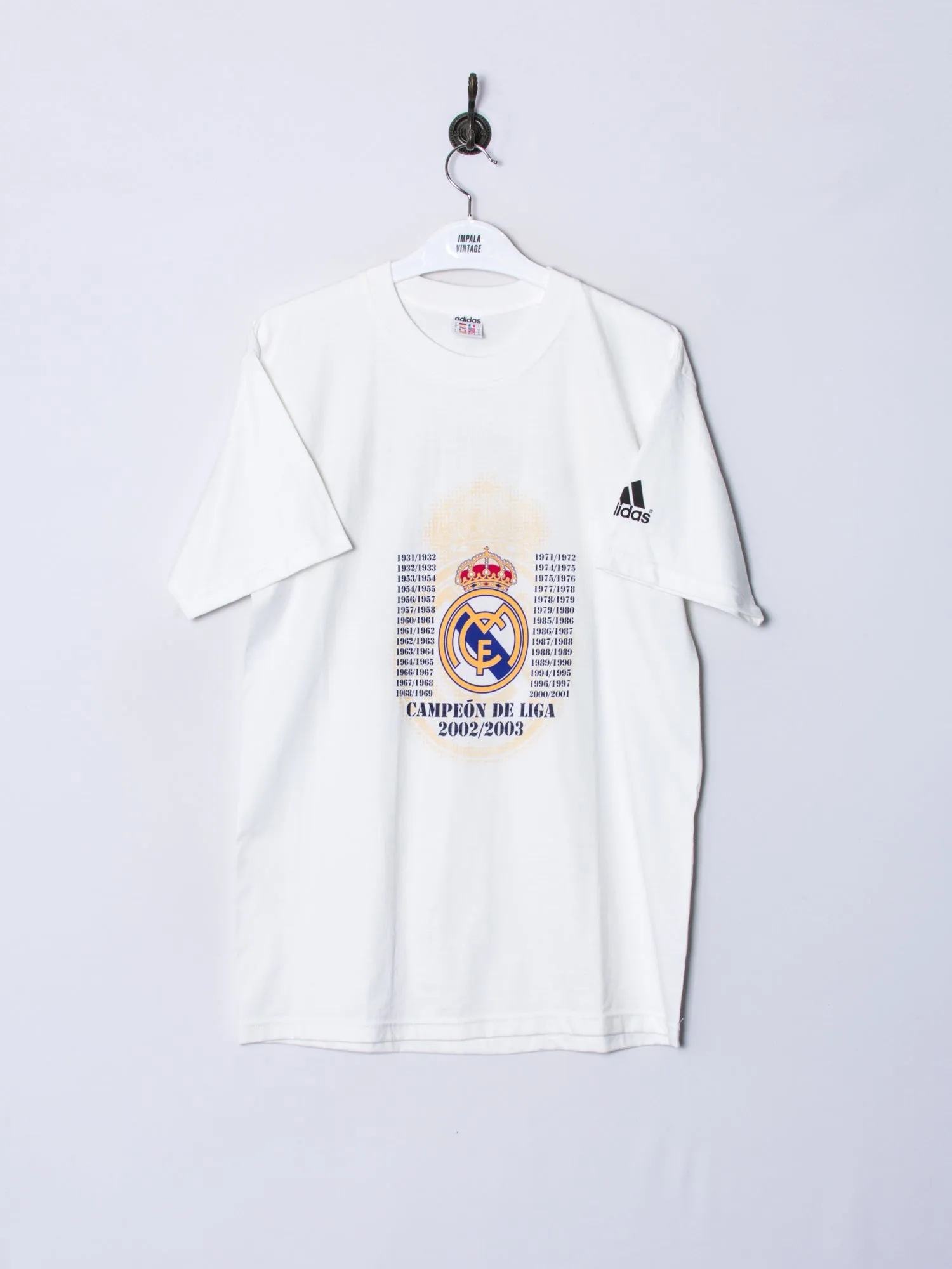 Real Madrid Adidas Official Football Campeon de Liga 2002/2003 Cotton Tee