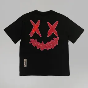 Rickyisclown [RIC] Mamba Embossed Smiley Tee Black Burgundy [R4220222B-N5]