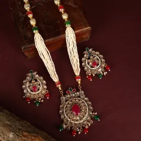 Round Multicolor Polki Kundan Moti Mala