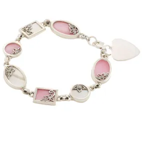 Silver Personalised Bracelet Engraved Heart Mother of Pearl