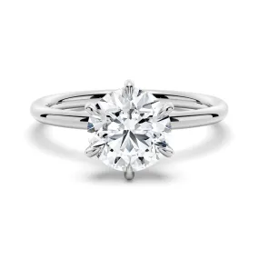 Six-Prong Solitaire Round Cut Engagement Ring With Hidden Halo