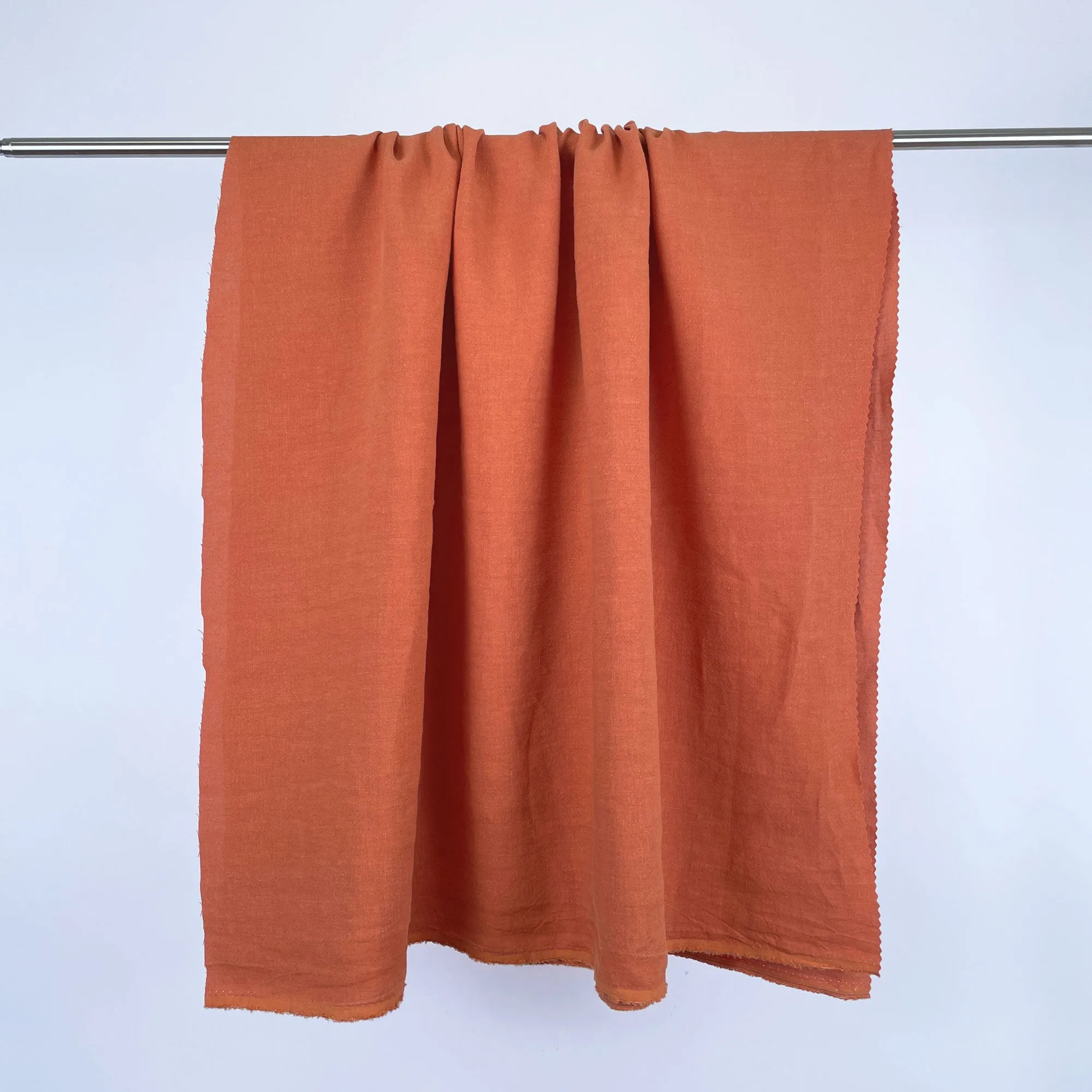 Soft Washed Lightweight Linen Fabric in Papaya