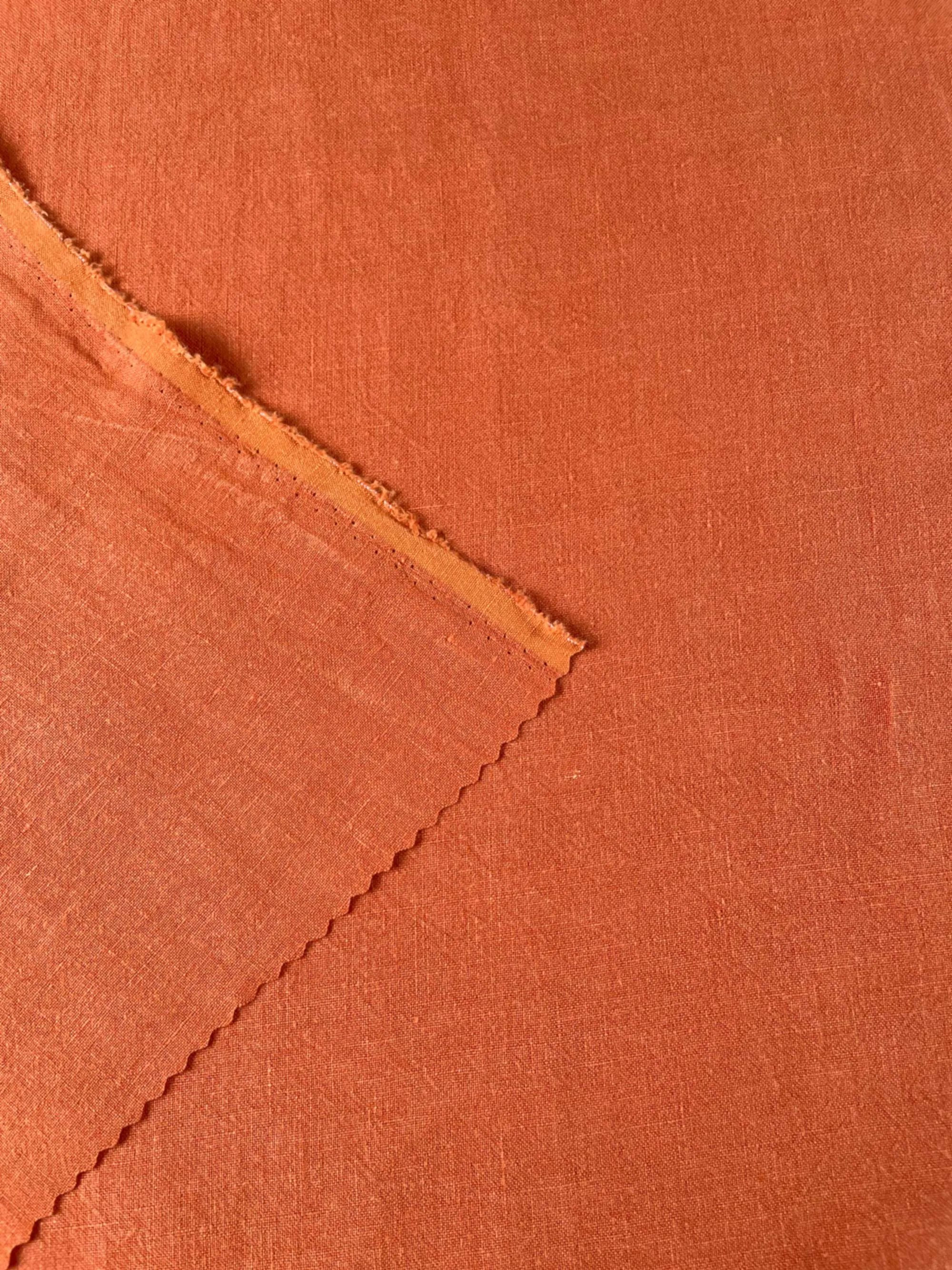 Soft Washed Lightweight Linen Fabric in Papaya