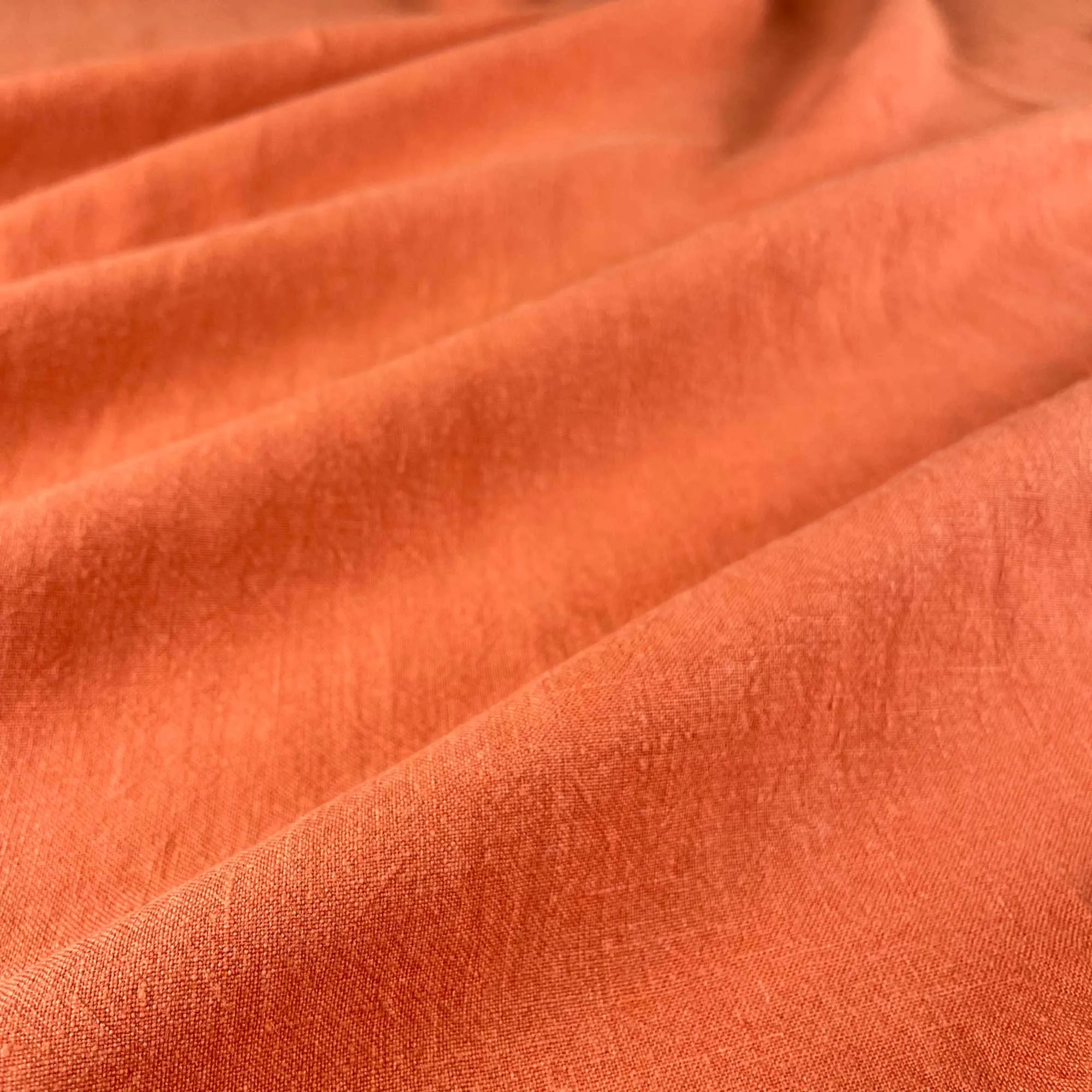 Soft Washed Lightweight Linen Fabric in Papaya