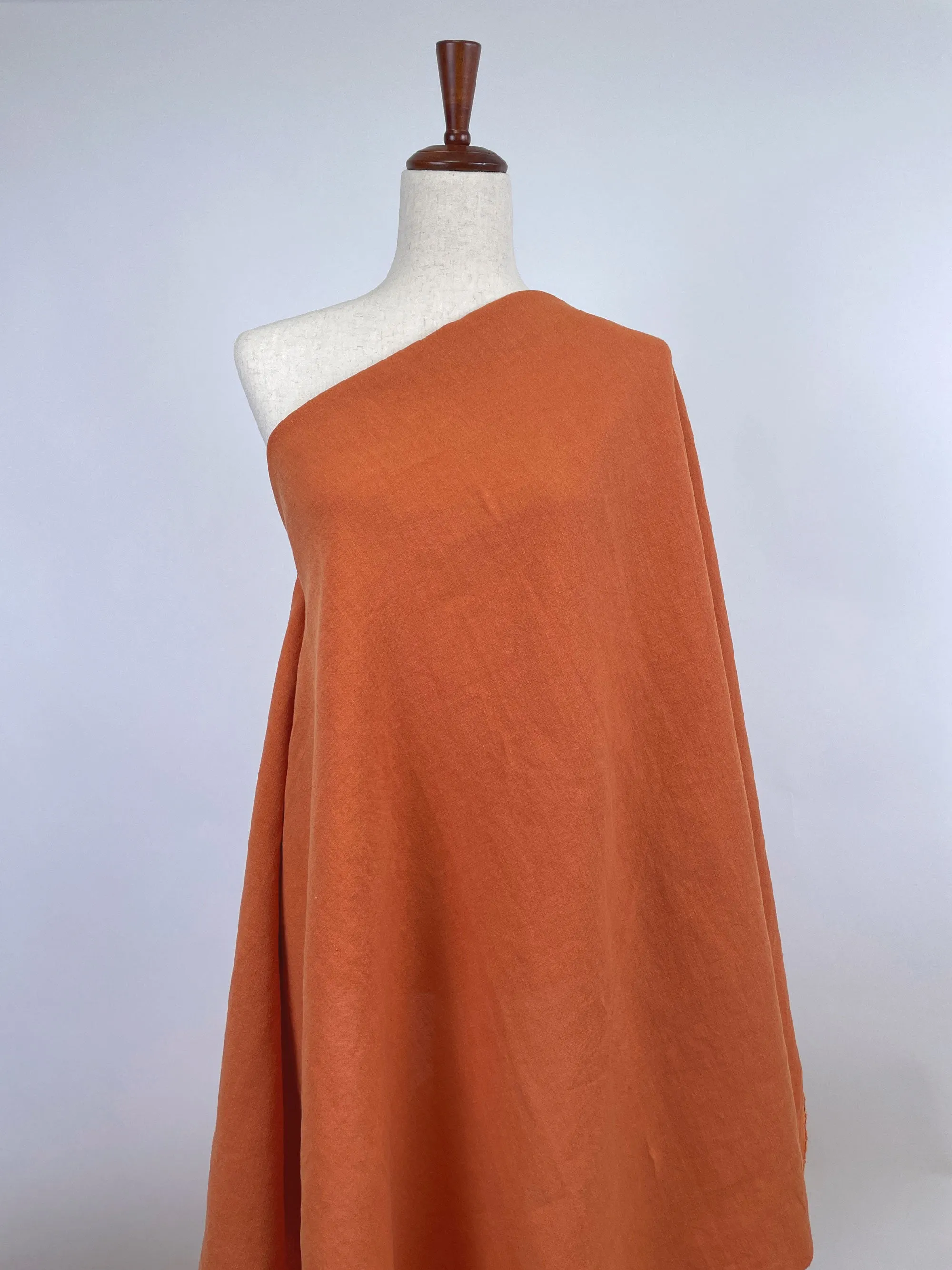 Soft Washed Lightweight Linen Fabric in Papaya