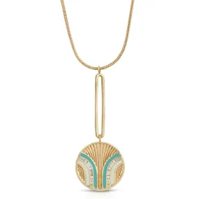 South Beach Pendulum Necklace - Turquoise/White