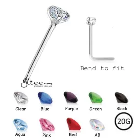 Sterling Silver Bendable Nose Studs with 2mm C.Z