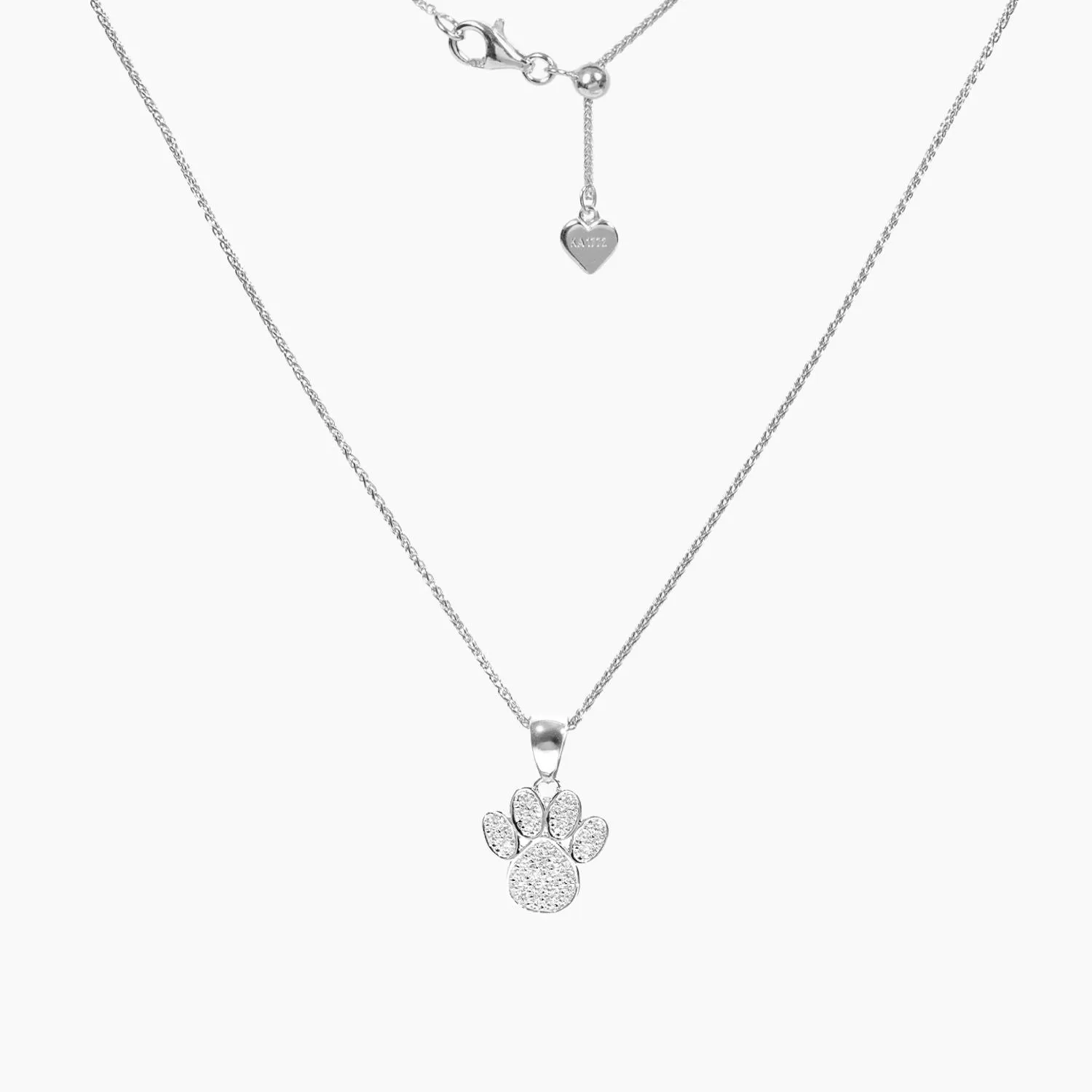 Sterling Silver CZ Small Dog Paw Pendant