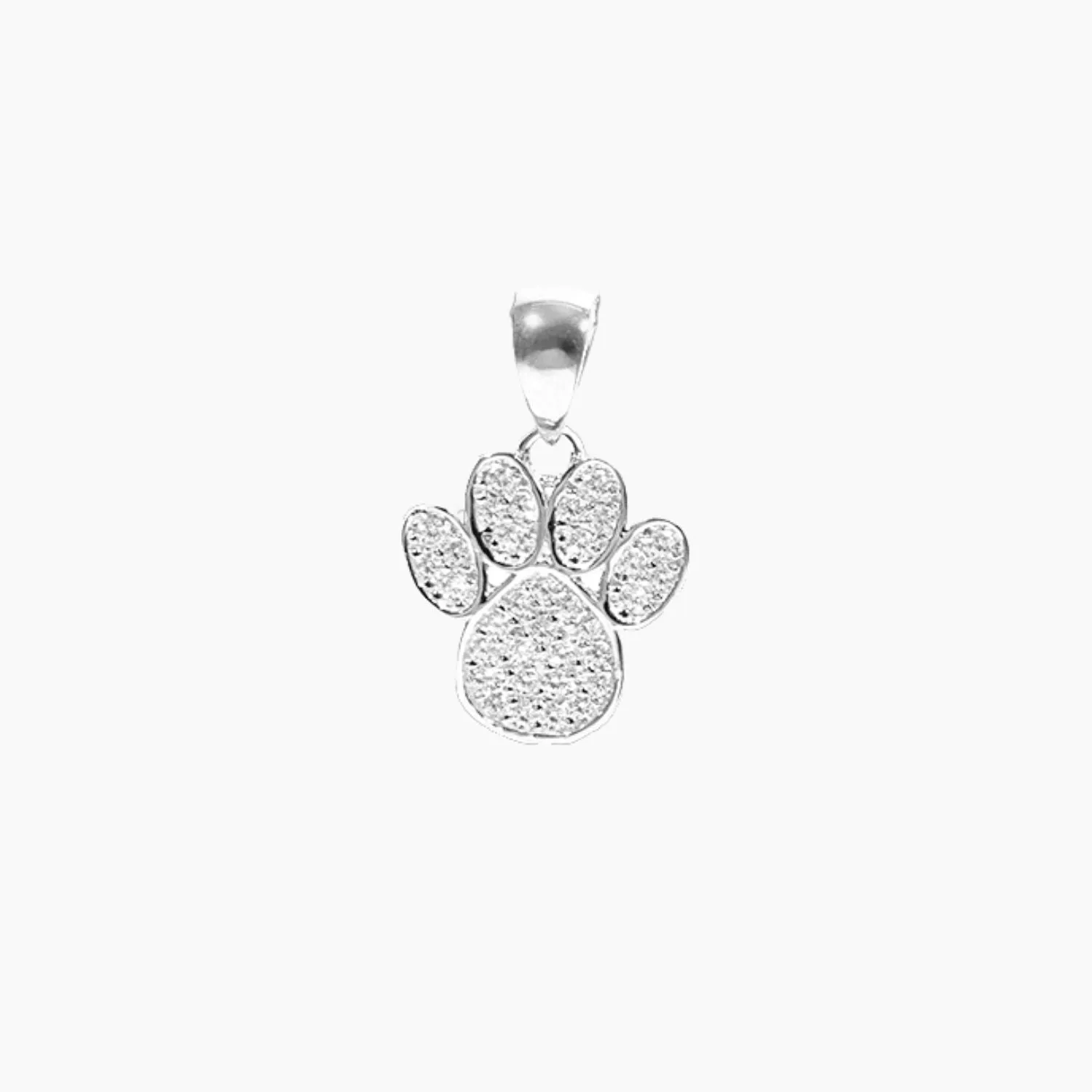 Sterling Silver CZ Small Dog Paw Pendant