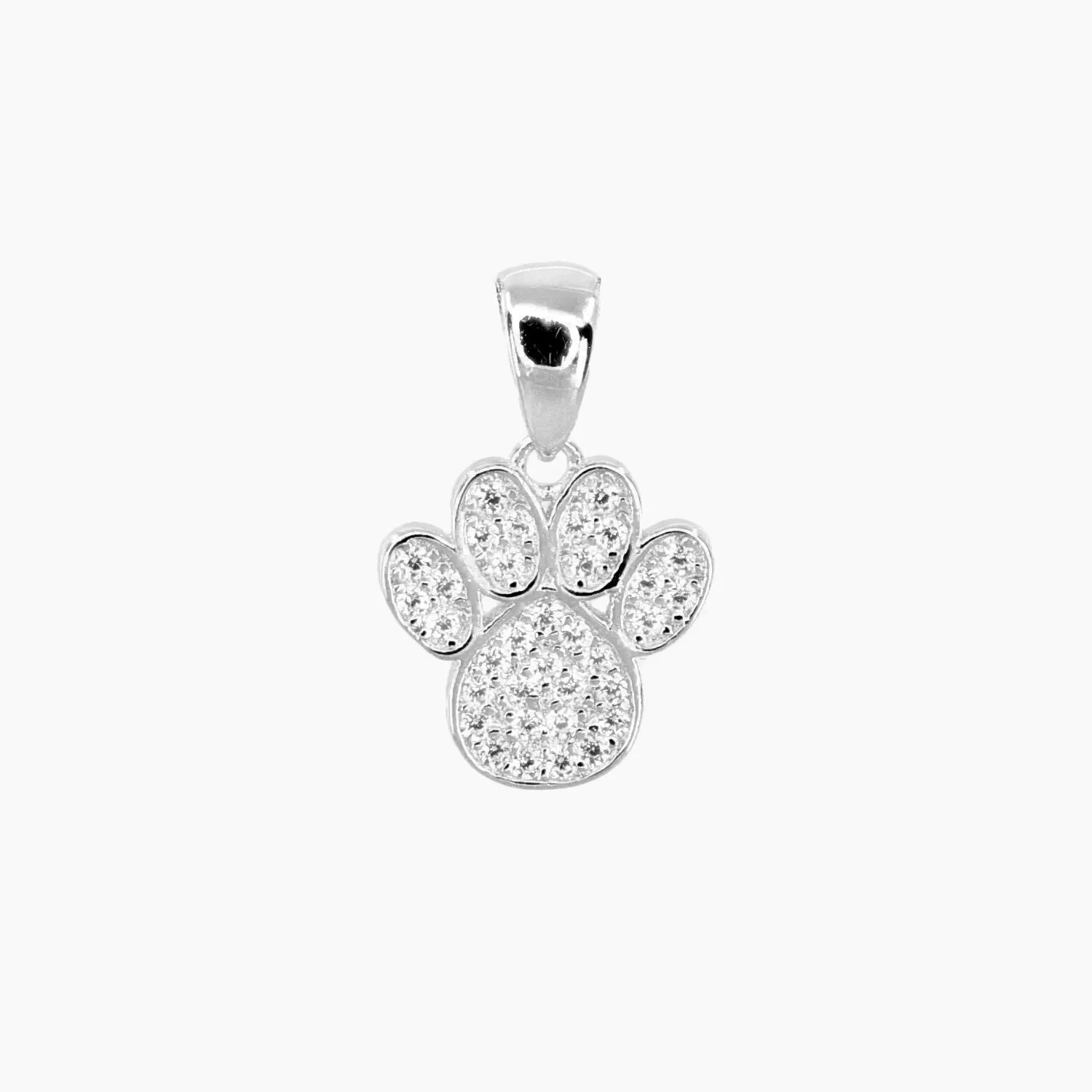 Sterling Silver CZ Small Dog Paw Pendant